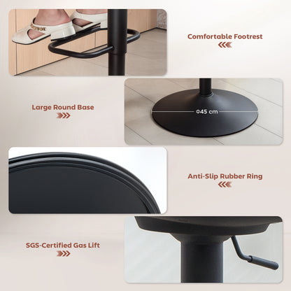 Swivel Bar Stools Set of 2 Height Adjustable Bar Chairs Orange