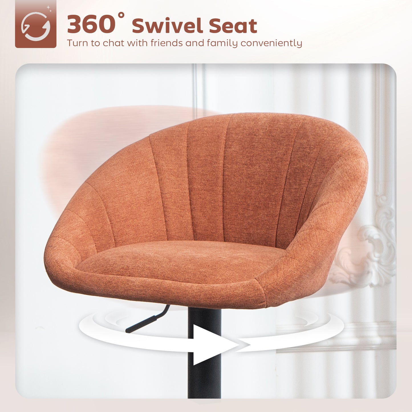 Swivel Bar Stools Set of 2 Height Adjustable Bar Chairs Orange