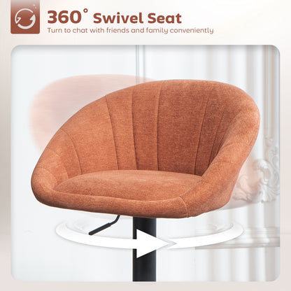 Swivel Bar Stools Set of 2 Height Adjustable Bar Chairs Orange