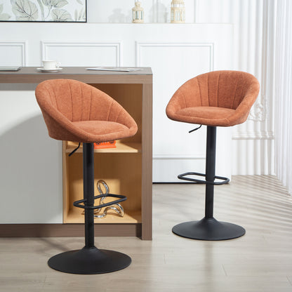 Swivel Bar Stools Set of 2 Height Adjustable Bar Chairs Orange