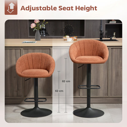 Swivel Bar Stools Set of 2 Height Adjustable Bar Chairs Orange