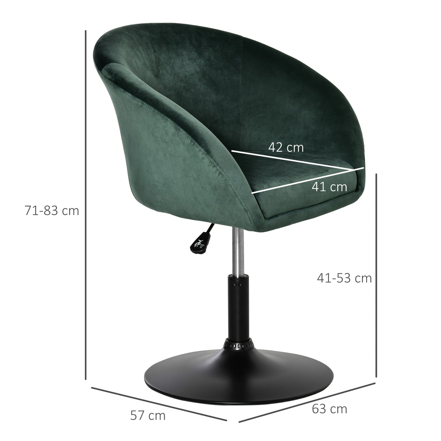 Swivel Bar Stool Fabric Dining Chair Dressing Stool Tub Seat Green