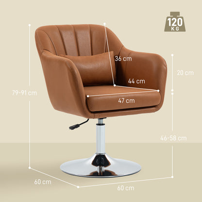 Stylish Retro Swivel Tub Chair Steel Frame Cushion Seat Dark Brown
