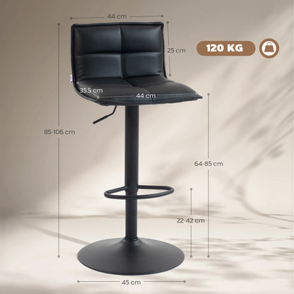 Bar Stools Set of 2 Swivel Height Adjustable Barstools Black