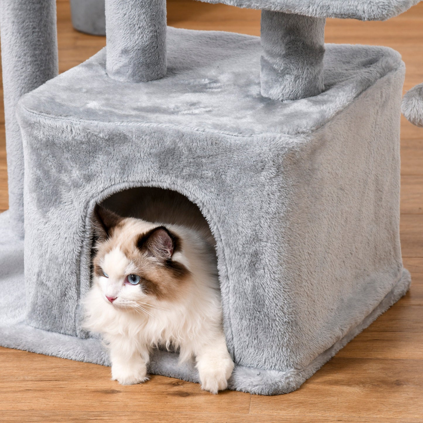 Cat Tree Tower for Indoor Cats 114cm Climbing Activity Centre Kitten with Sisal Scratching Post Perch Hanging Ball Condo Toy Light Grey