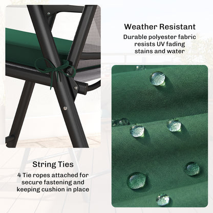 Set of 6 Chair Cushion Seat Pads with Removable Tie, Green