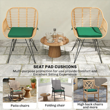 Set of 6 Chair Cushion Seat Pads with Removable Tie, Green