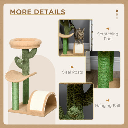 72cm Cat Activity Centre w/ Bed, Toy Ball, Sisal Post, Curved Pad
