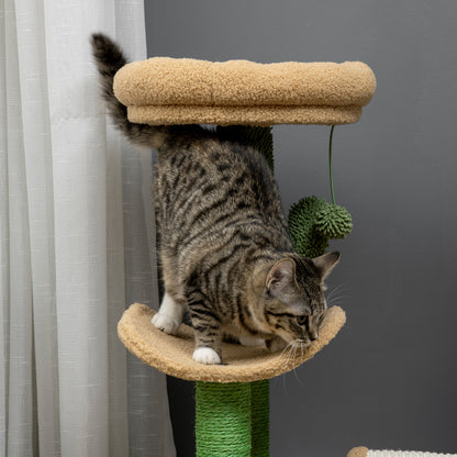 72cm Cat Activity Centre w/ Bed, Toy Ball, Sisal Post, Curved Pad