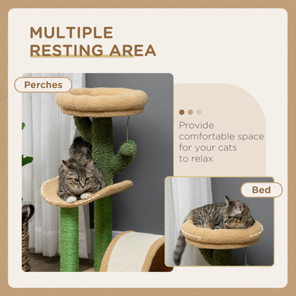 72cm Cat Activity Centre w/ Bed, Toy Ball, Sisal Post, Curved Pad