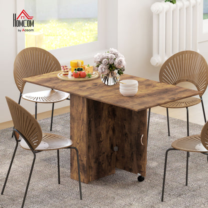 80-140 cm Folding Dining Table for 4-6 Drop Leaf Table Rustic Brown