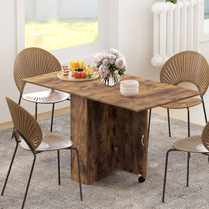 80-140 cm Folding Dining Table for 4-6 Drop Leaf Table Rustic Brown