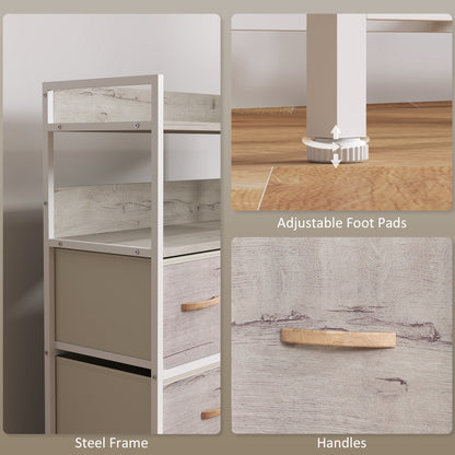 Bedroom Chest of Drawers 7 Drawer Dresser w/ Shelves, Natural