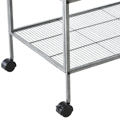 Wide Large Metal Bird Cage for Finch Canaries Parakeets Cockatiels with Rolling Stand, Removable Metal Tray, Storage Shelf, Wood Perch
