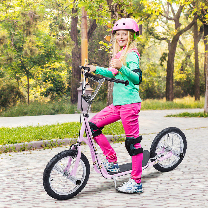 Teen Scooter Children Stunt Scooter W/ 16" Tyres Adjustable Height, Pink