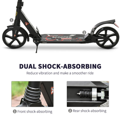 Folding Kick Scooter with Big Wheels for 14+ Teens Adult, Black