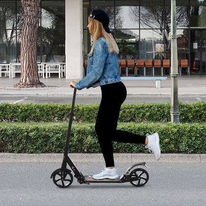 Folding Kick Scooter with Big Wheels for 14+ Teens Adult, Black