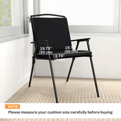 2Pcs Garden Chair Cushions, Waterproof Seat Pads, Black