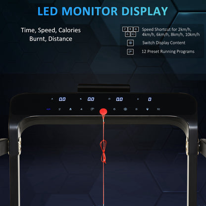 1.85HP Foldable Electric Treadmill Fitness Safety Lock LED screen-Black