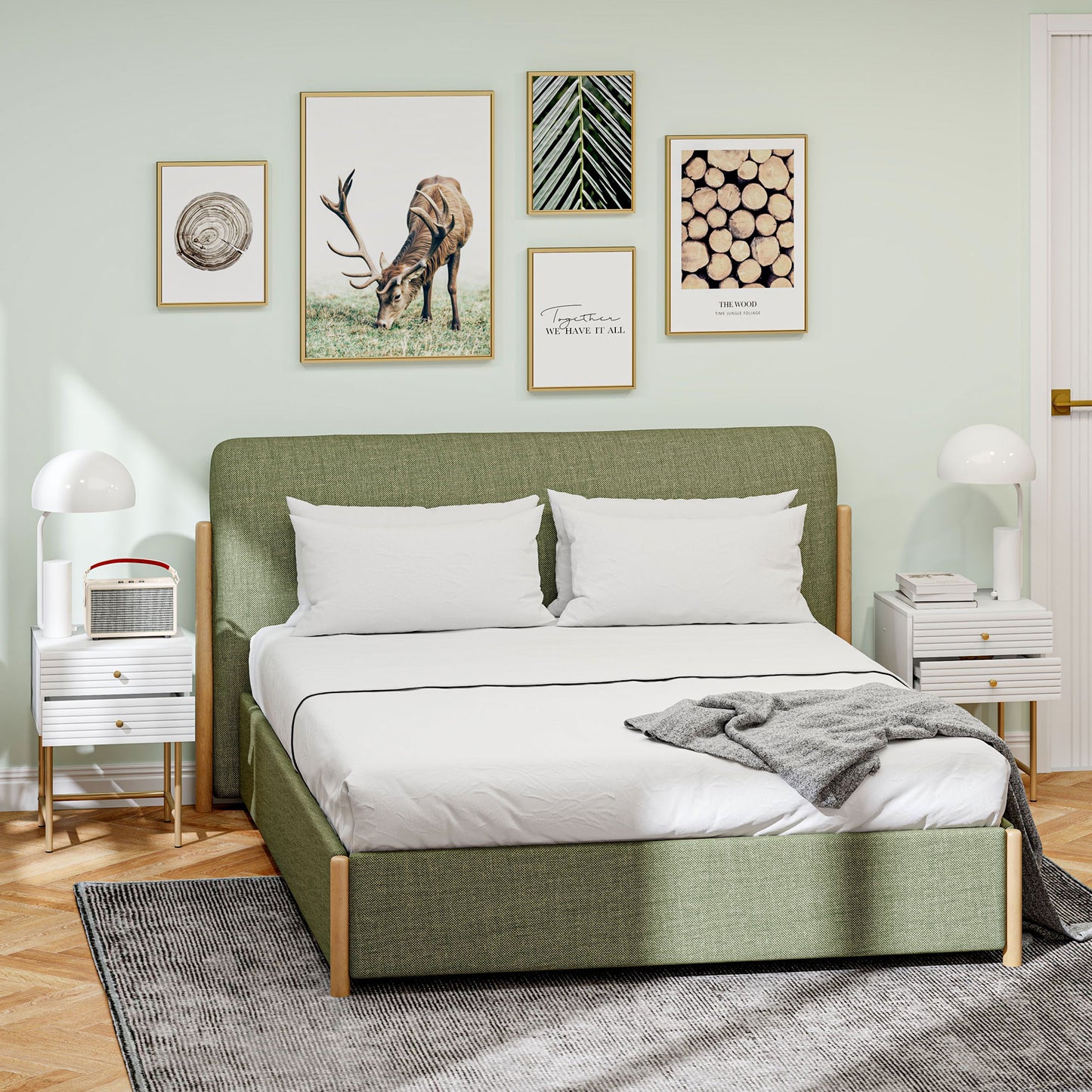 Bedside Tables Set of 2 with 2 Drawers for Bedroom, White