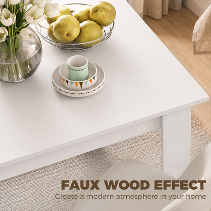 Square Dining Table, Kitchen Table with White Wood Effect
