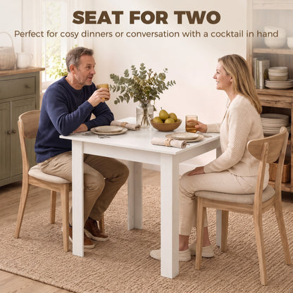 Square Dining Table, Kitchen Table with White Wood Effect
