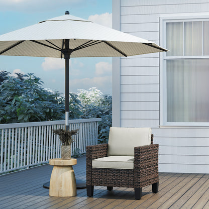 Single Rattan Chair, Garden Armchair with Cushions, Brown