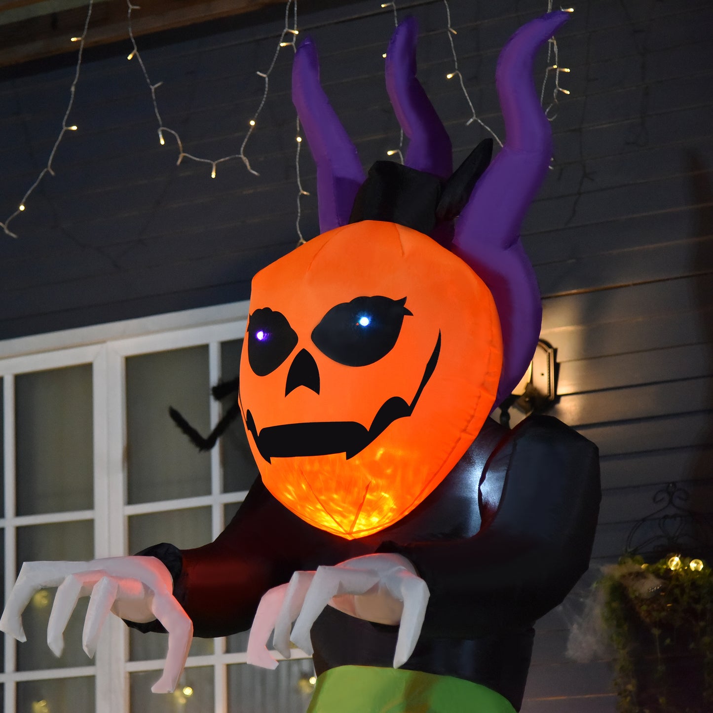240cm Pumpkin Ghost Inflatable Halloween Decoration w/ Lights Accessories