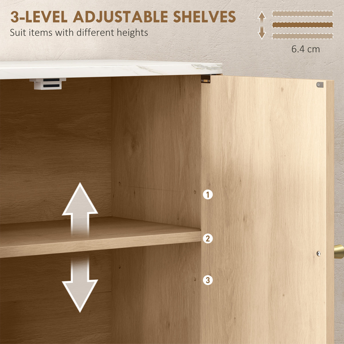 Bathroom Wall Cabinet with Adjustable Shelf and Open Shelf, Oak