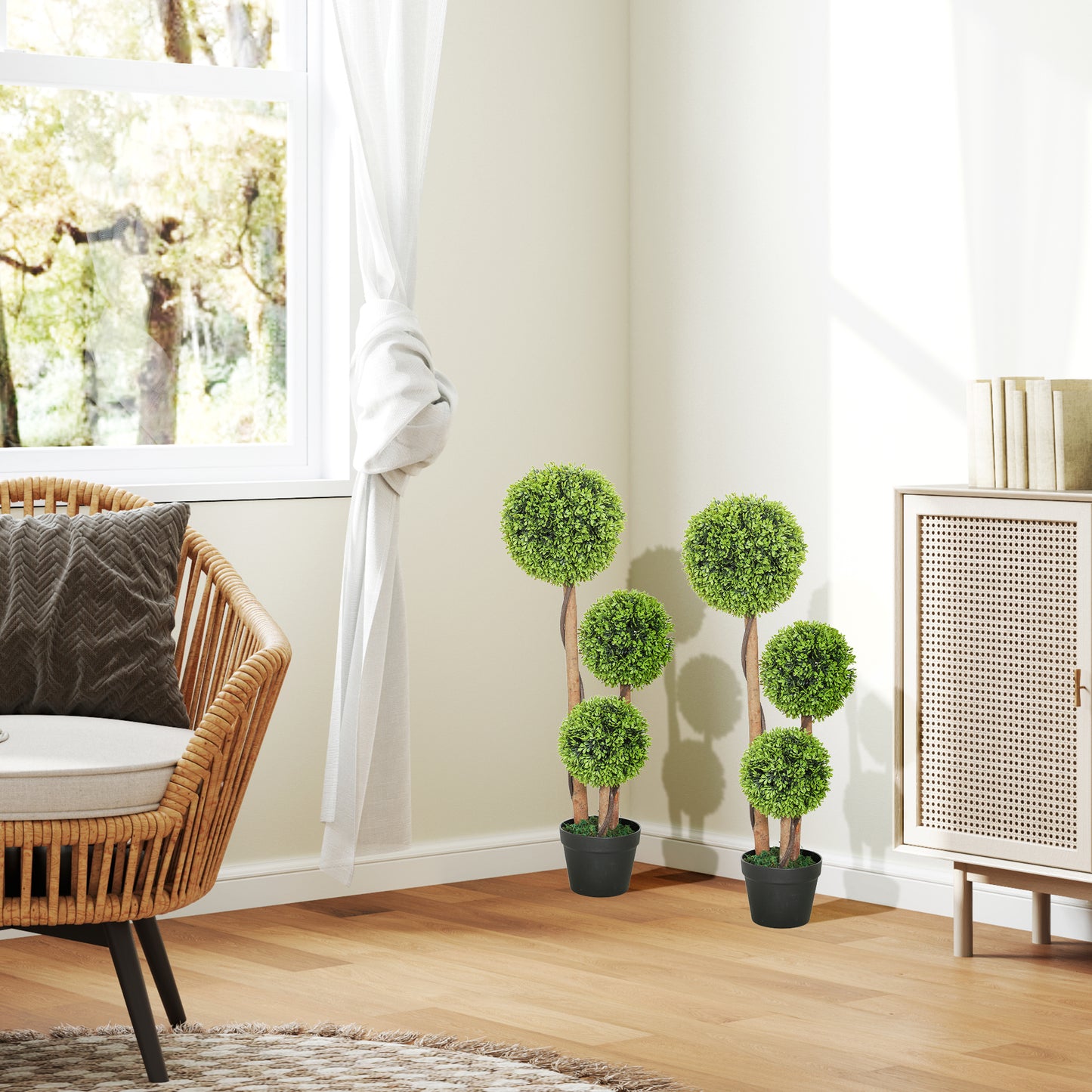 Set of 2 Artificial Topiary Balls Indoor Outdoor Faux Boxwood Balls