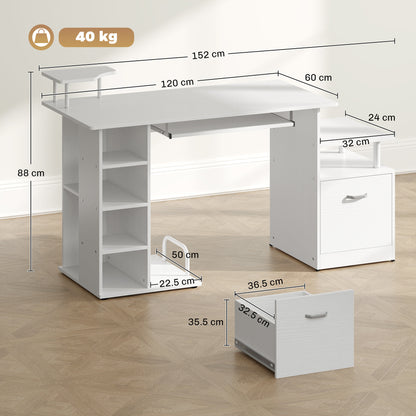Wood Computer Desk Laptop Workstation Drawer Shelf for Home Office