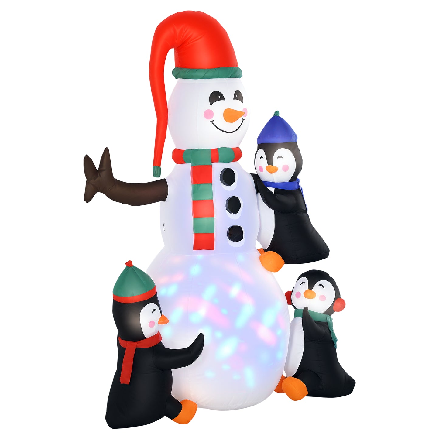 Inflatable Three Cute Penguins Building Snowman Christmas Lighted 6ft