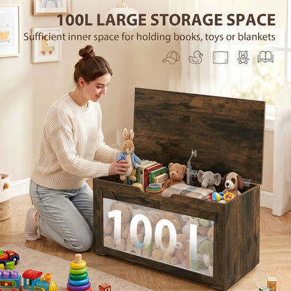 Storage Trunk for Living Room, with Safety Hinge, 80cm, Rustic Brown
