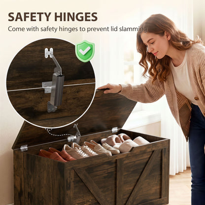 Storage Trunk for Living Room, with Safety Hinge, 80cm, Rustic Brown