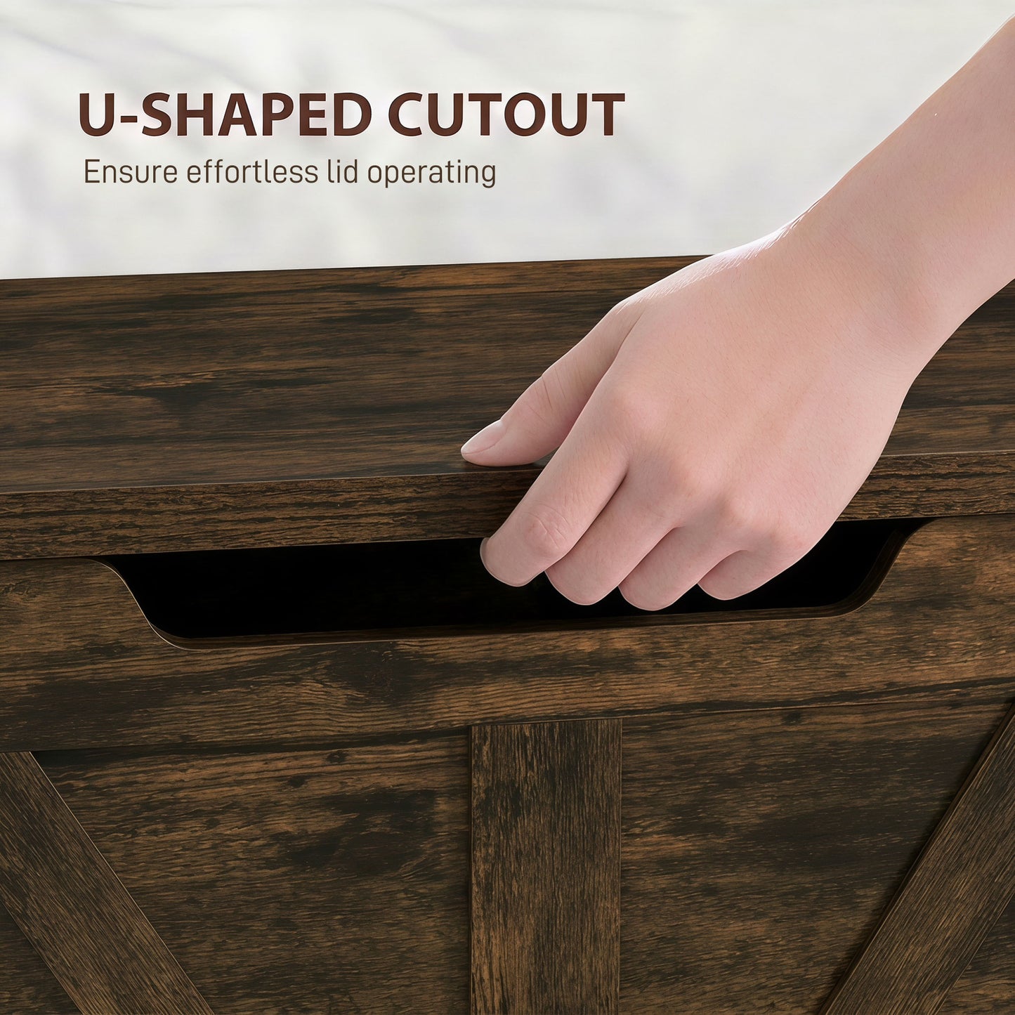 Storage Trunk for Living Room, with Safety Hinge, 80cm, Rustic Brown