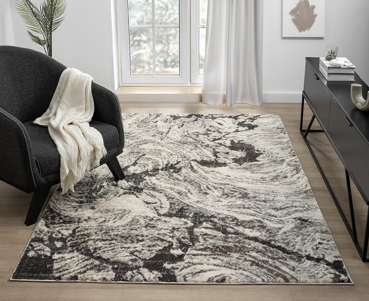 Eleanor Modern Embossed Living Room Area Rug - Abstract Design - 2 Colours Available