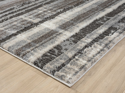 Eleanor Modern Embossed Living Room Area Rug - Striped Design - 2 Colours Available