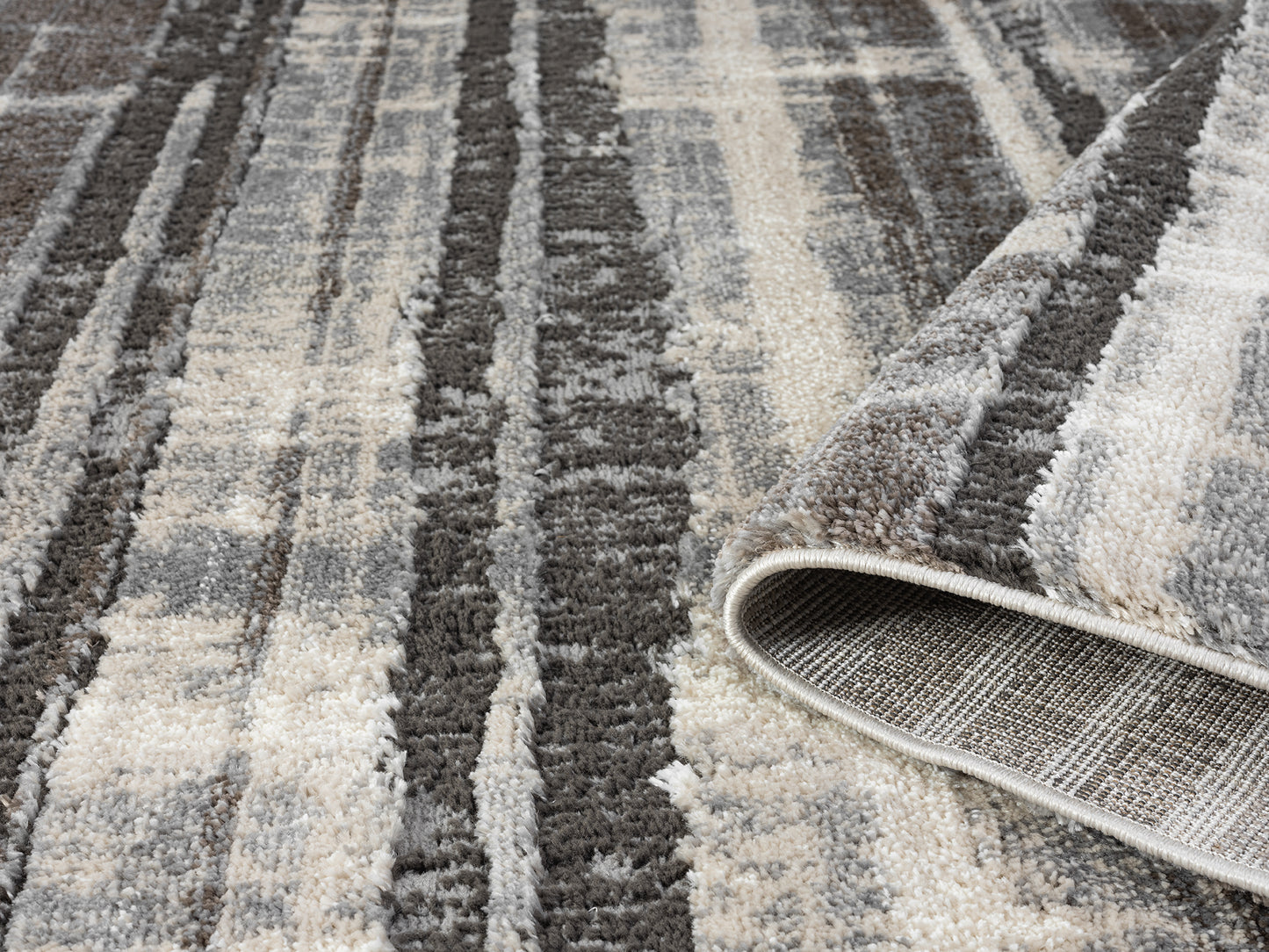 Eleanor Modern Embossed Living Room Area Rug - Striped Design - 2 Colours Available