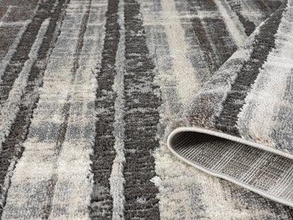 Eleanor Modern Embossed Living Room Area Rug - Striped Design - 2 Colours Available