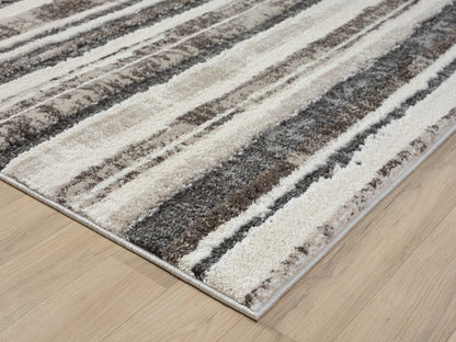 Eleanor Modern Embossed Living Room Area Rug - Striped Design - 2 Colours Available