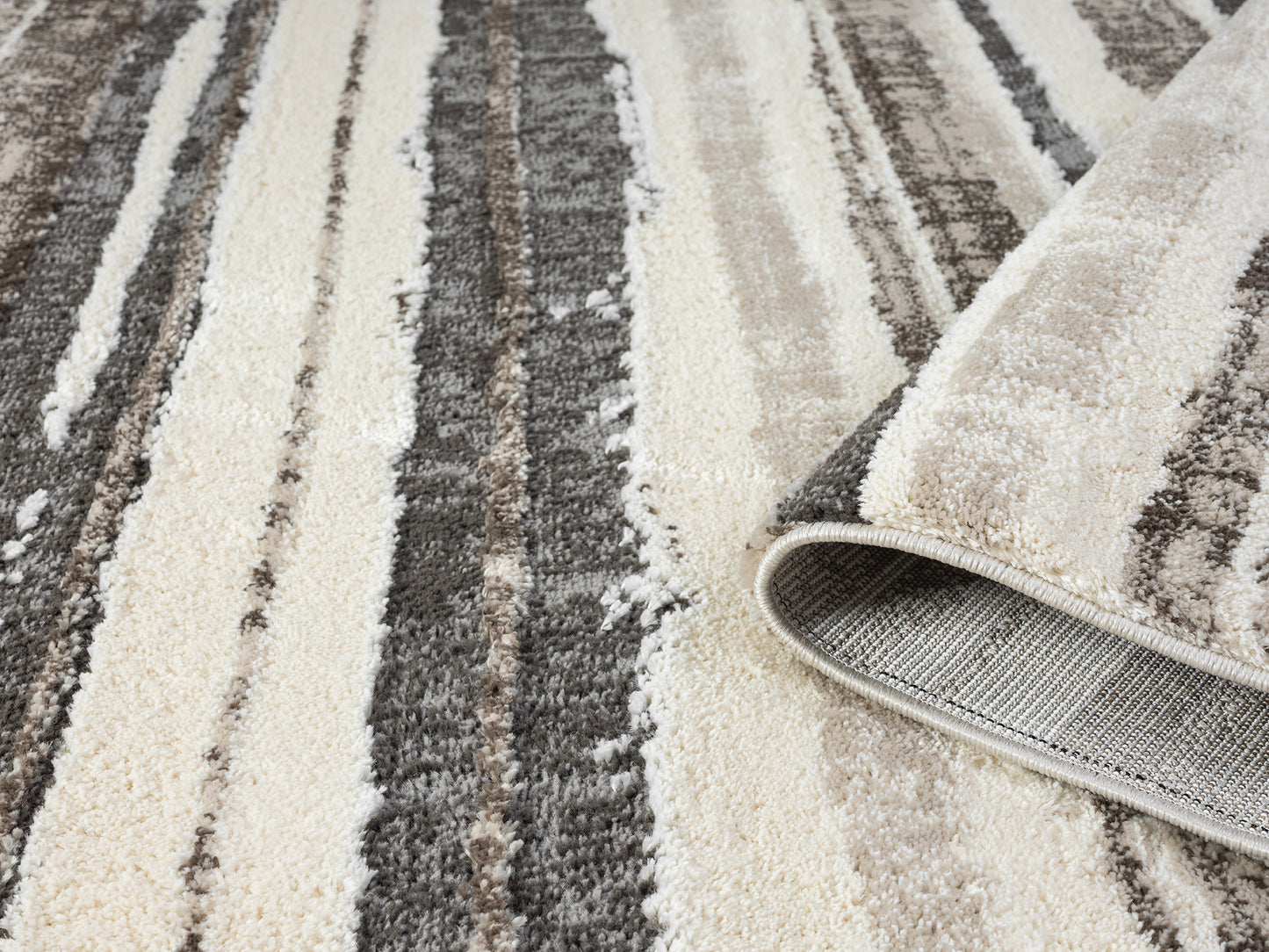 Eleanor Modern Embossed Living Room Area Rug - Striped Design - 2 Colours Available