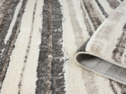 Eleanor Modern Embossed Living Room Area Rug - Striped Design - 2 Colours Available