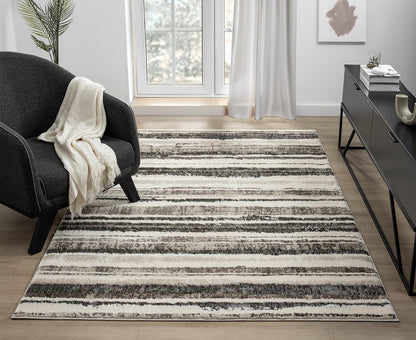 Eleanor Modern Embossed Living Room Area Rug - Striped Design - 2 Colours Available