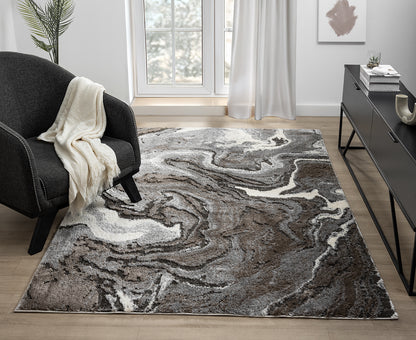 Eleanor Modern Embossed Living Room Area Rug - Marble Design - 2 Colours Available