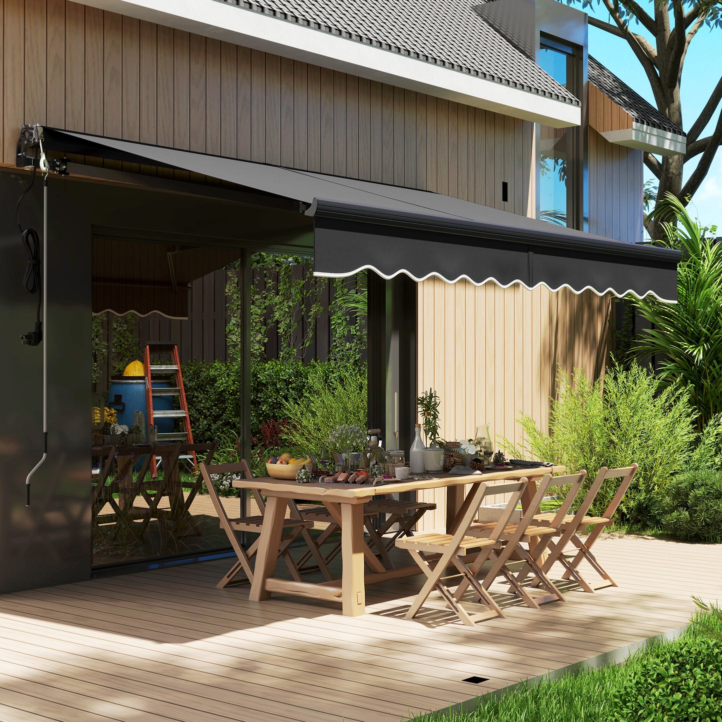 3 x 2.5m Electric Retractable Awning w/ Aluminium Frame Dark Grey