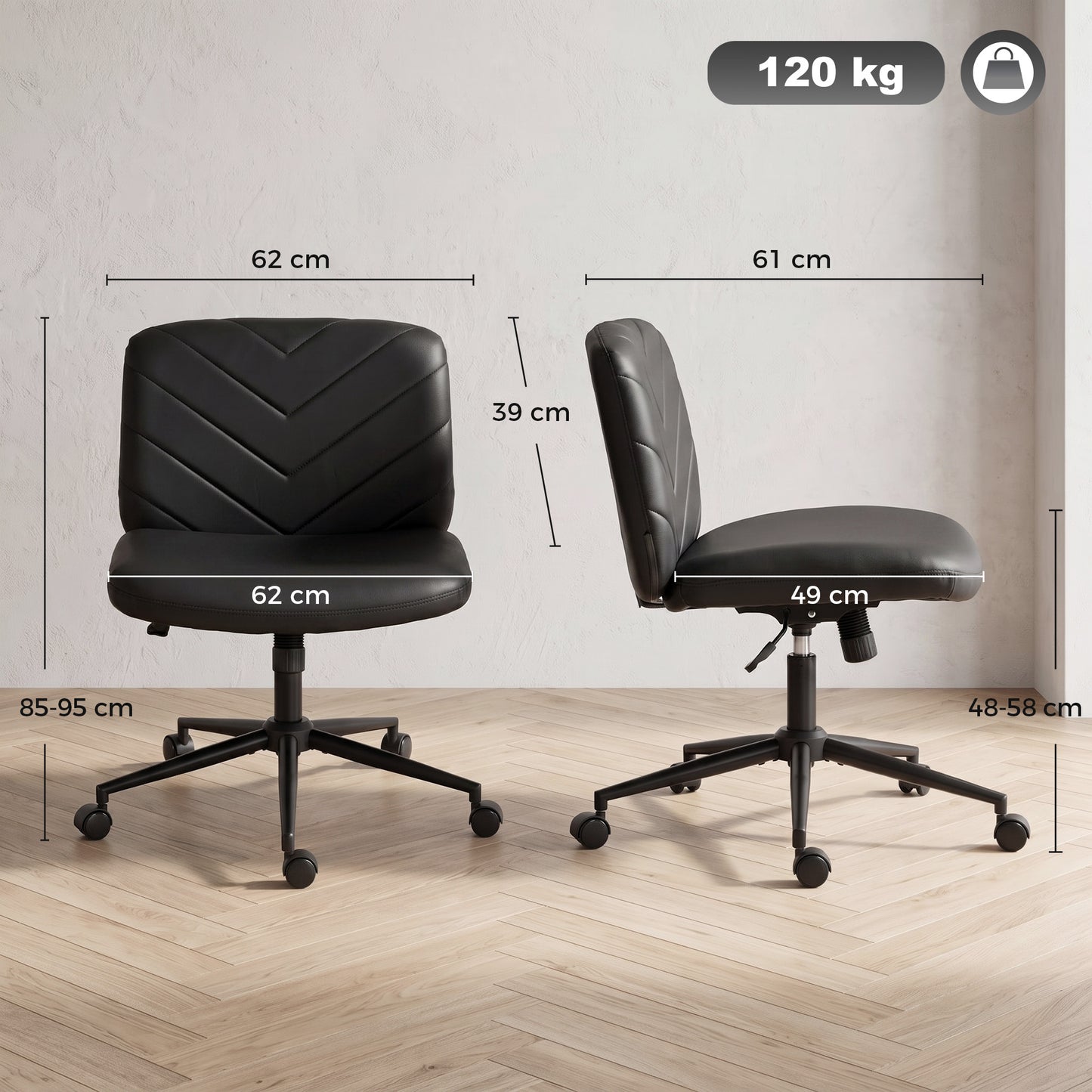 Criss Cross Legged Office Chair Height Adjustable Black