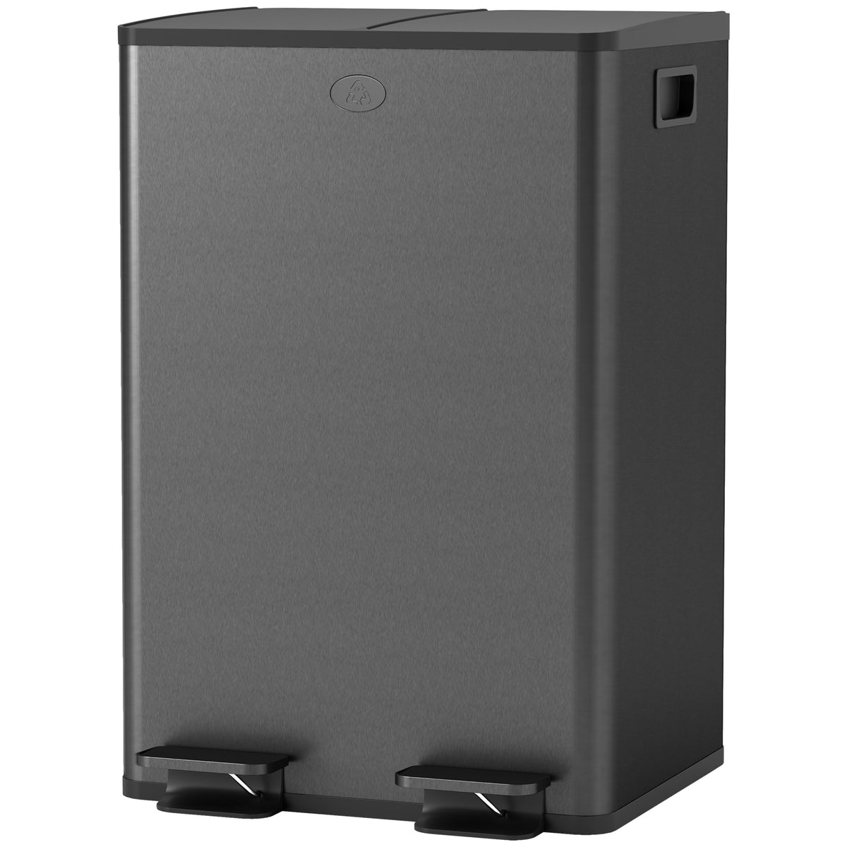 2 x 28L Dual Kitchen Bin Pedal Bin for Recycling and Waste, Black