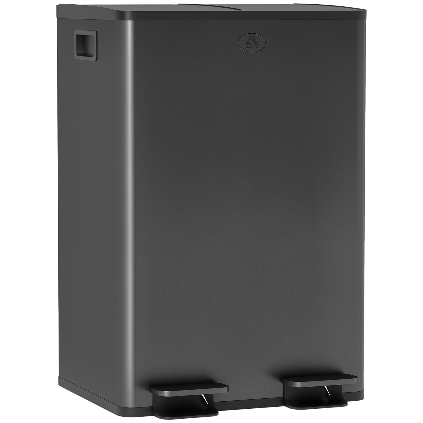 2 x 28L Dual Kitchen Bin Pedal Bin for Recycling and Waste, Black