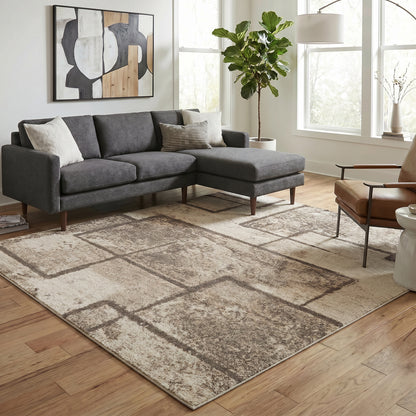 Rhodes Enigma Modern Living Room Contemporary Geometric Area Rugs - 3 Colours Available