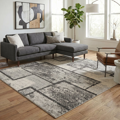 Rhodes Enigma Modern Living Room Contemporary Geometric Area Rugs - 3 Colours Available
